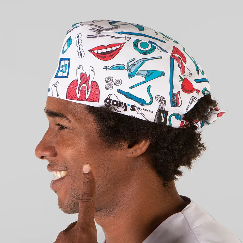 GORRO SANITARIO SONRISA DE MICROFIBRA ATADO CON TIRAS  GARY'S