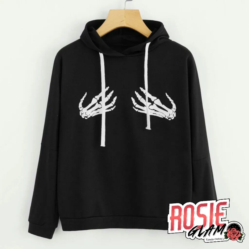 HOODIE MANOS DE ESQUELETO  ROSIEGLAM