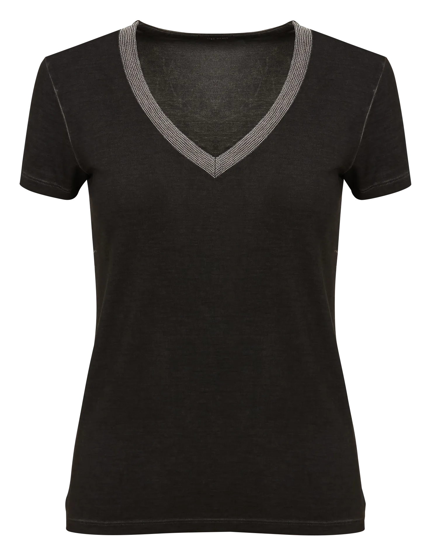 IKKS Top con cuello de pico y cadenas de joyas en negro