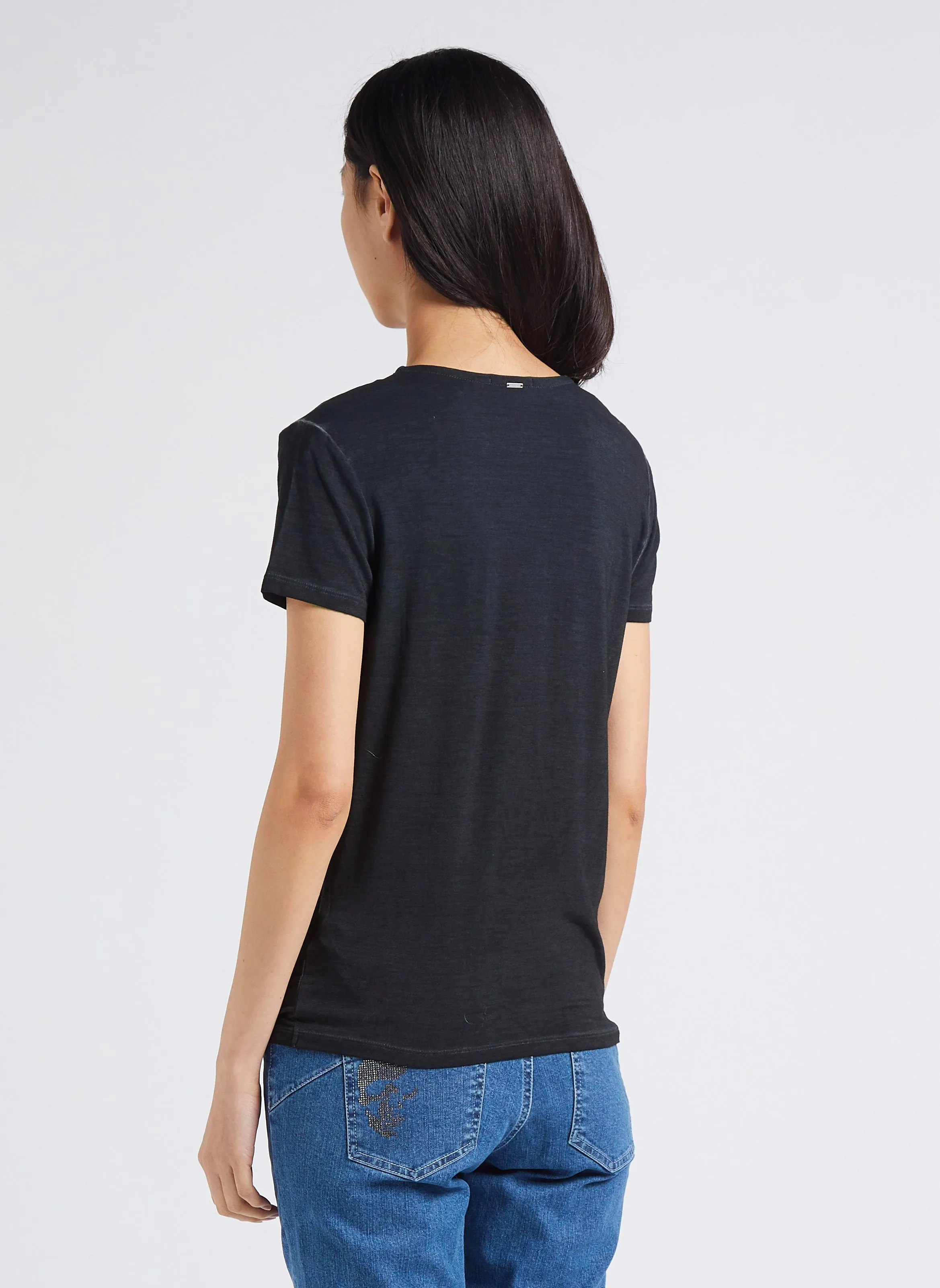 IKKS Top con cuello de pico y cadenas de joyas en negro