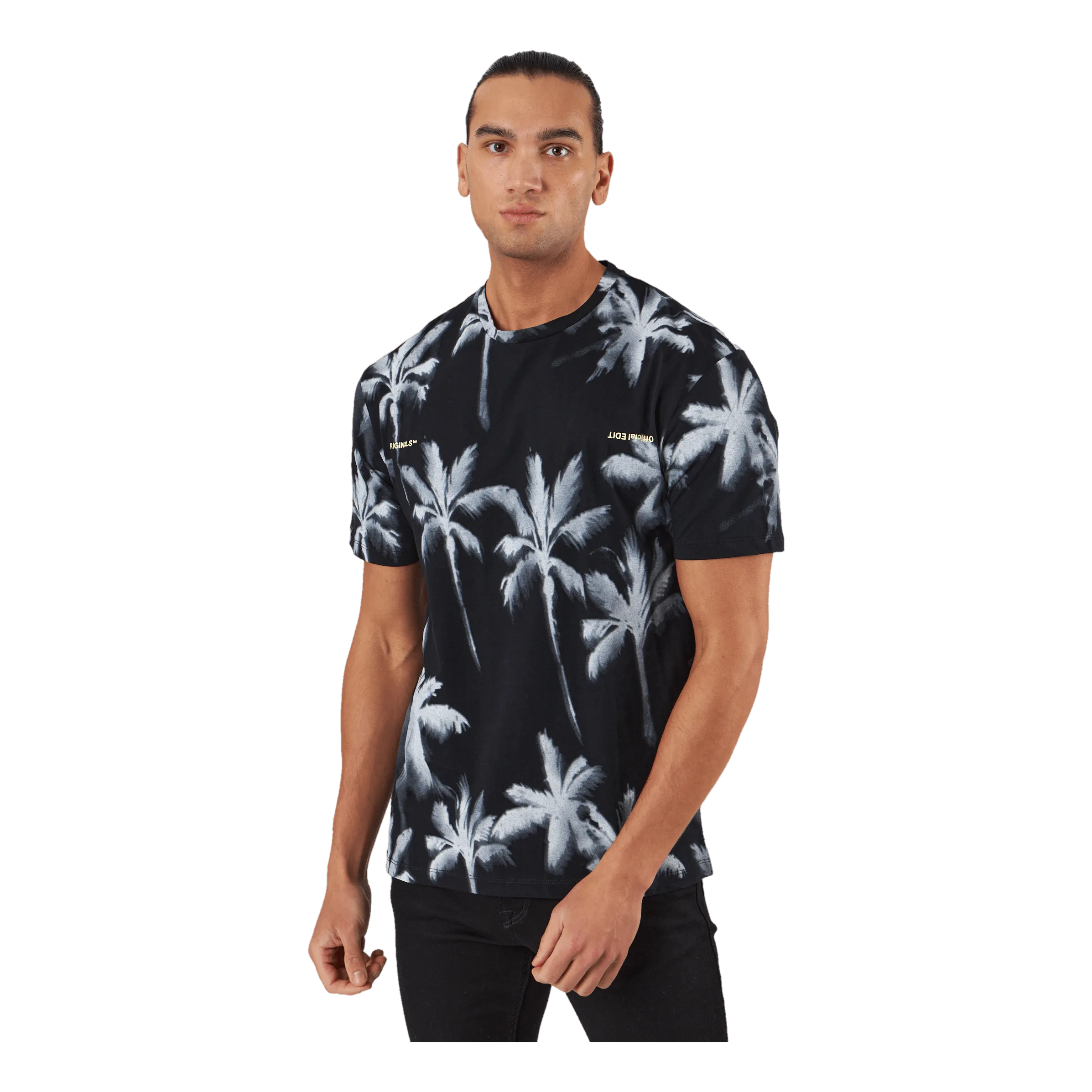 JACK & JONES PALM TREE PRINT TSHIRT BLUE
