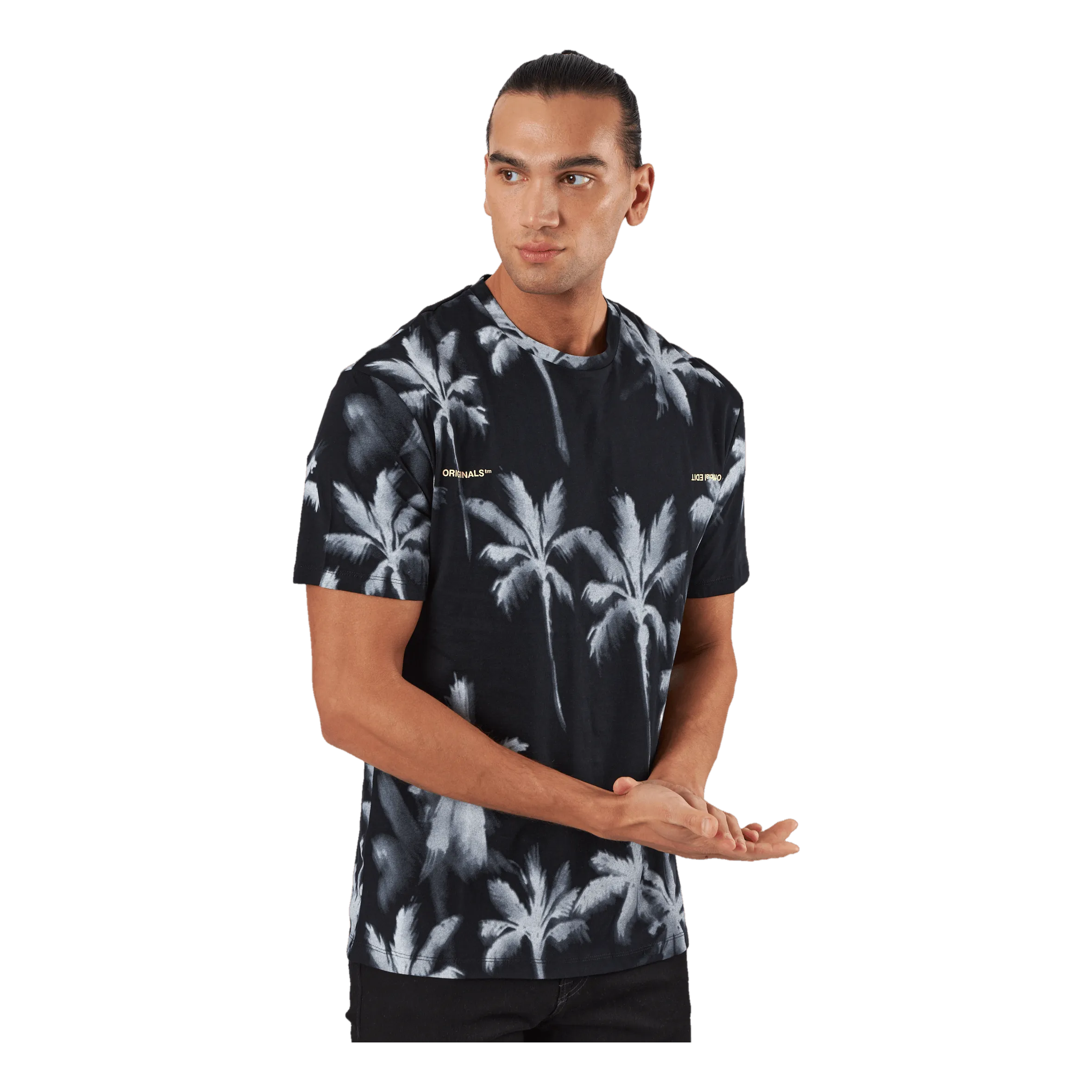 JACK & JONES PALM TREE PRINT TSHIRT BLUE