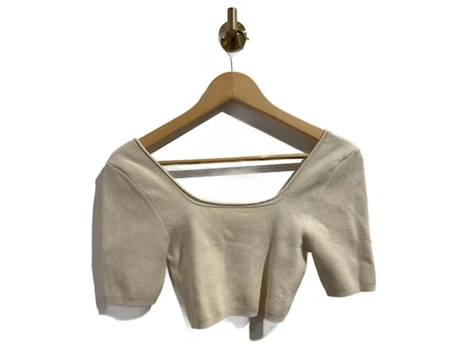JACQUEMUS Tops Camiseta.fr 36 Viscosa Beige 