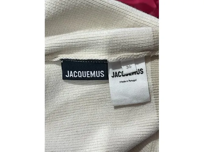 JACQUEMUS Tops Camiseta.fr 36 Viscosa Beige 