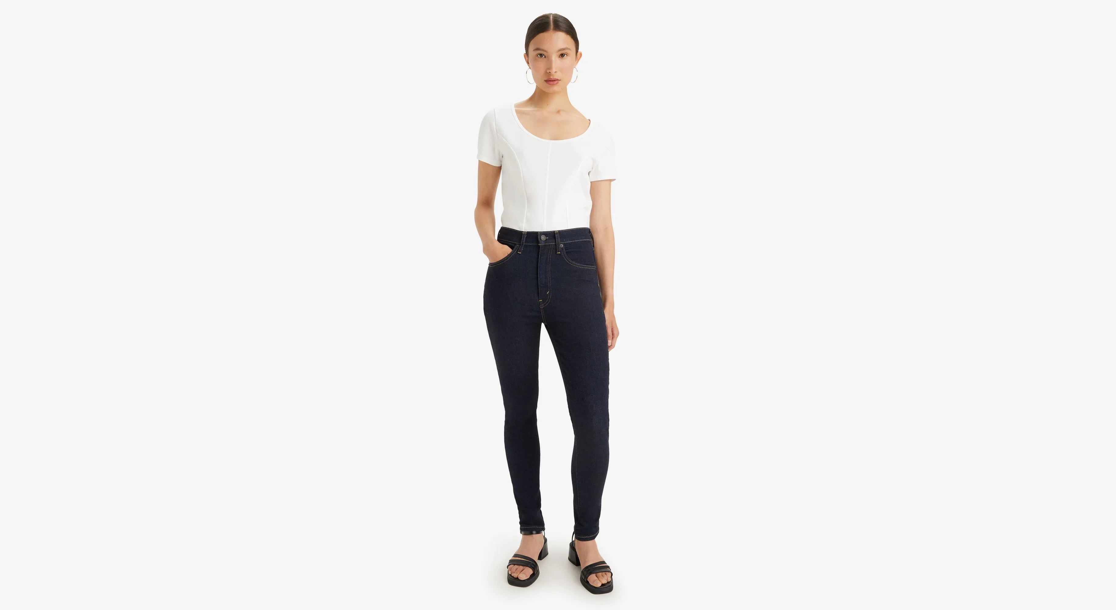 Jeans Ceñidos Retro De Tiro Alto