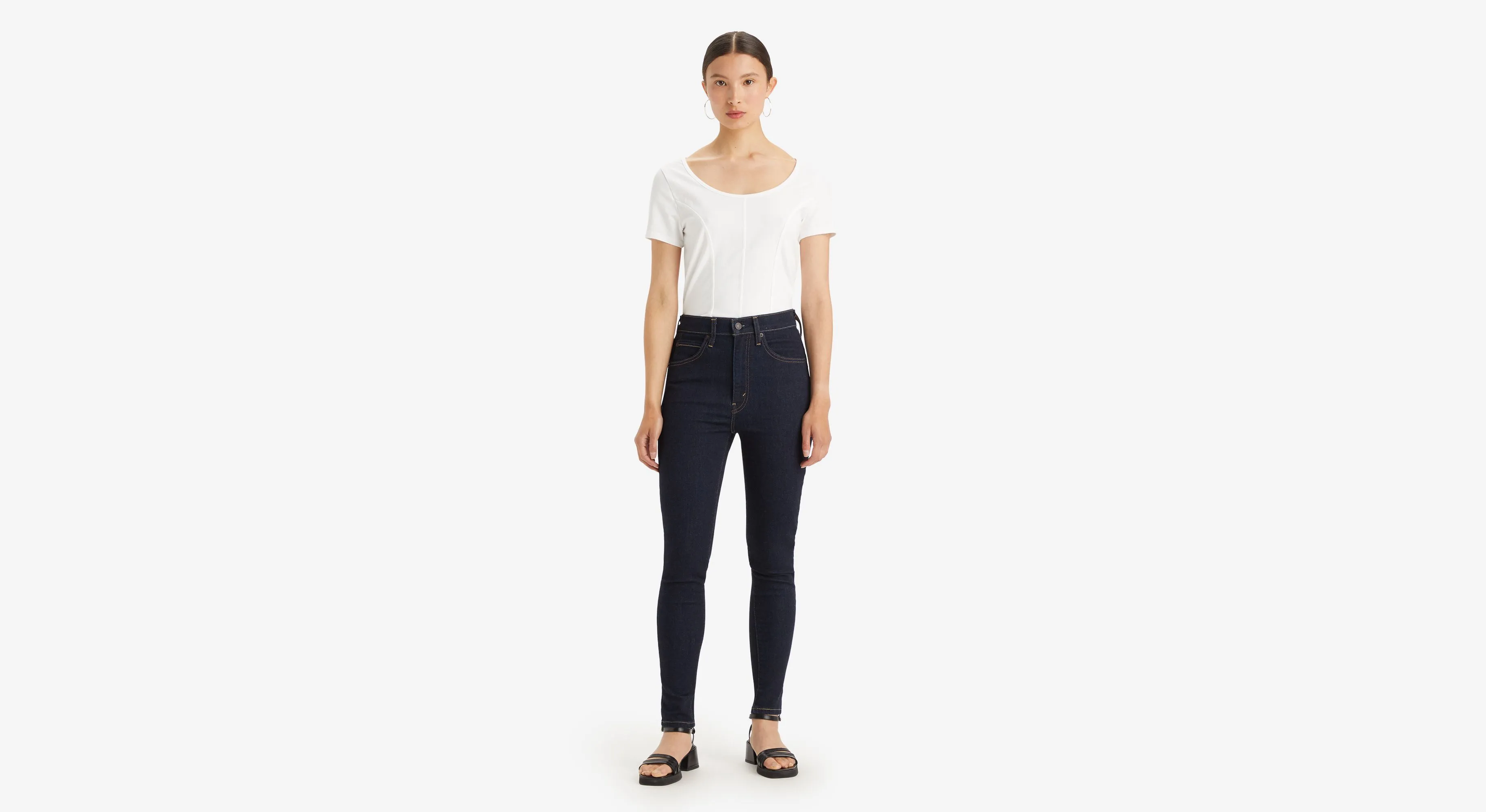 Jeans Ceñidos Retro De Tiro Alto