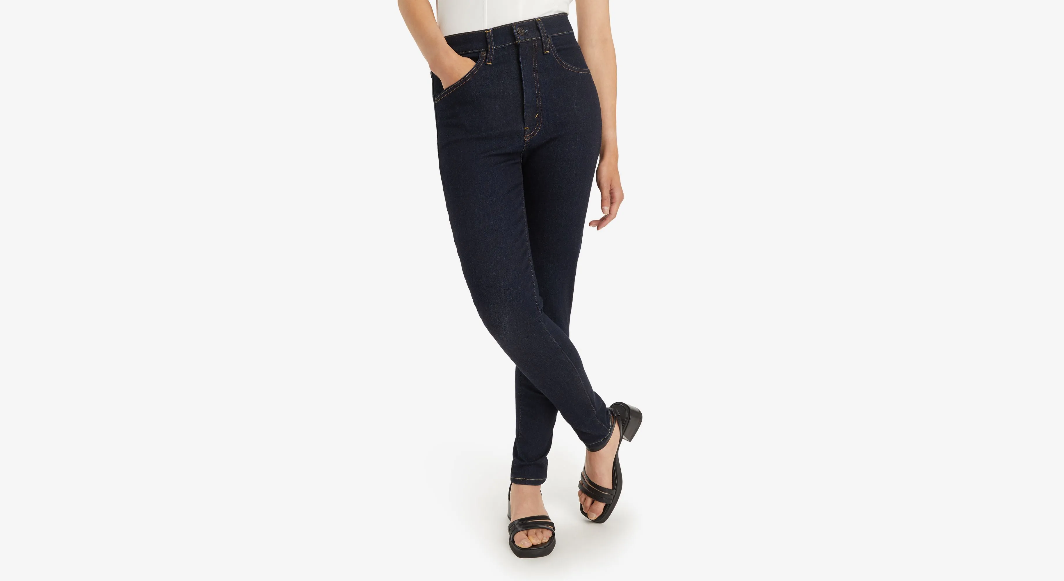 Jeans Ceñidos Retro De Tiro Alto