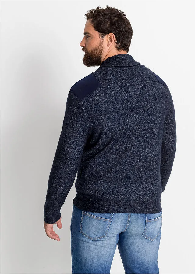 Jersey con cuello tipo chal Azul marino jaspeado