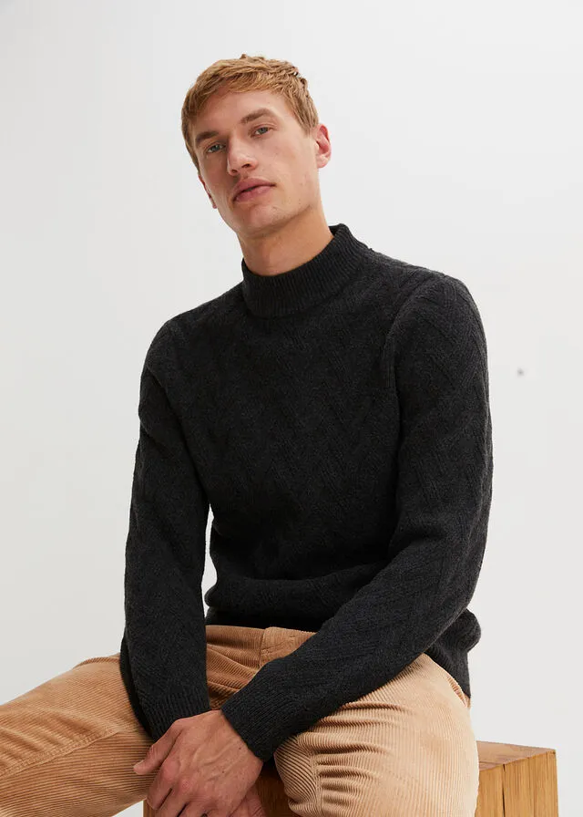 Jersey de cuello alto Antracita jaspeado