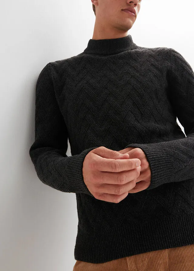 Jersey de cuello alto Antracita jaspeado