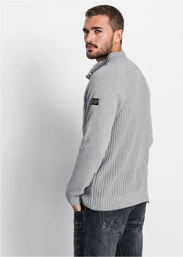 Jersey de cuello alto con algodón reciclado Gris jaspeado