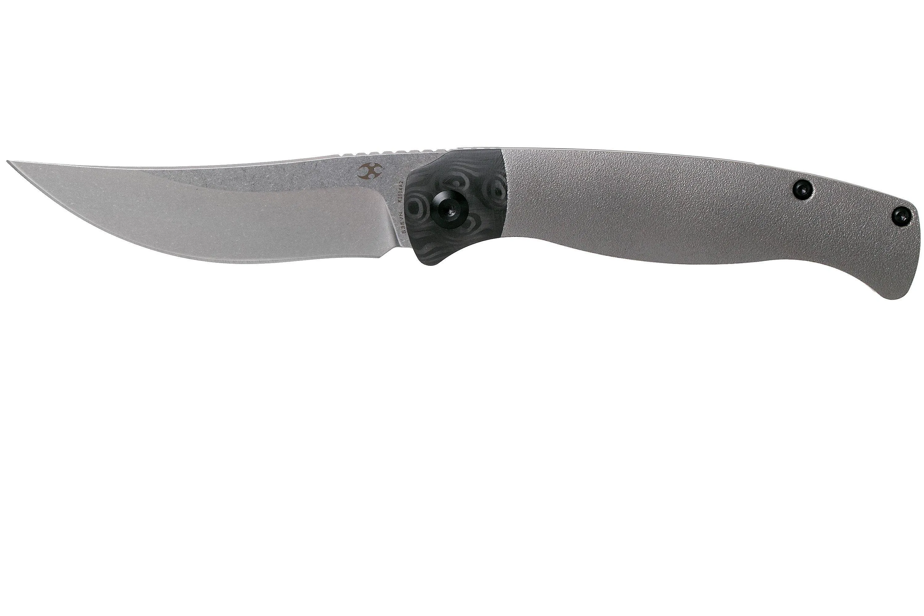 Kansept Muijr K1014A2 Orange Peel Titanium, Carbon Fibre navaja, Dirk Pinkerton design