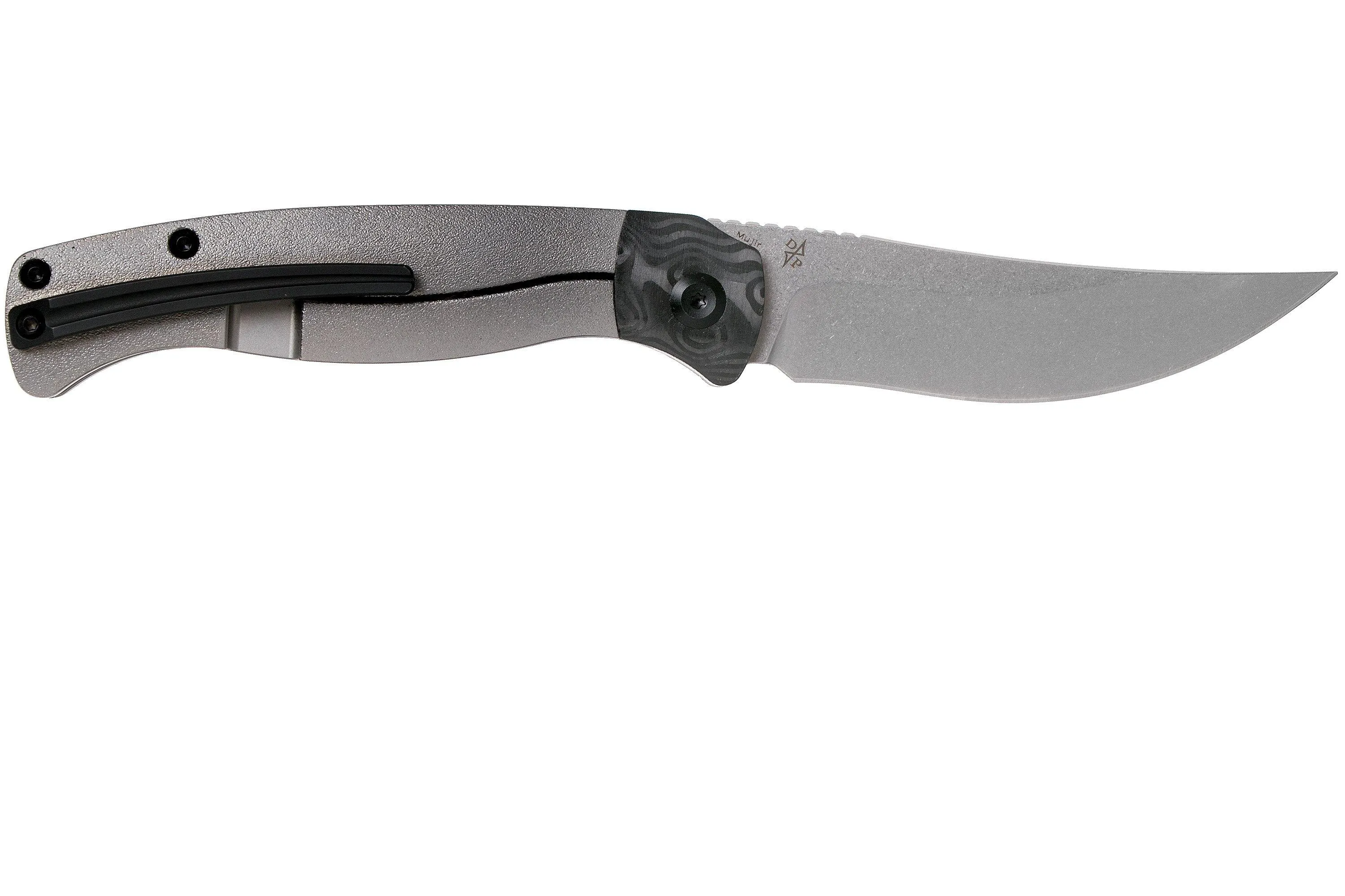 Kansept Muijr K1014A2 Orange Peel Titanium, Carbon Fibre navaja, Dirk Pinkerton design