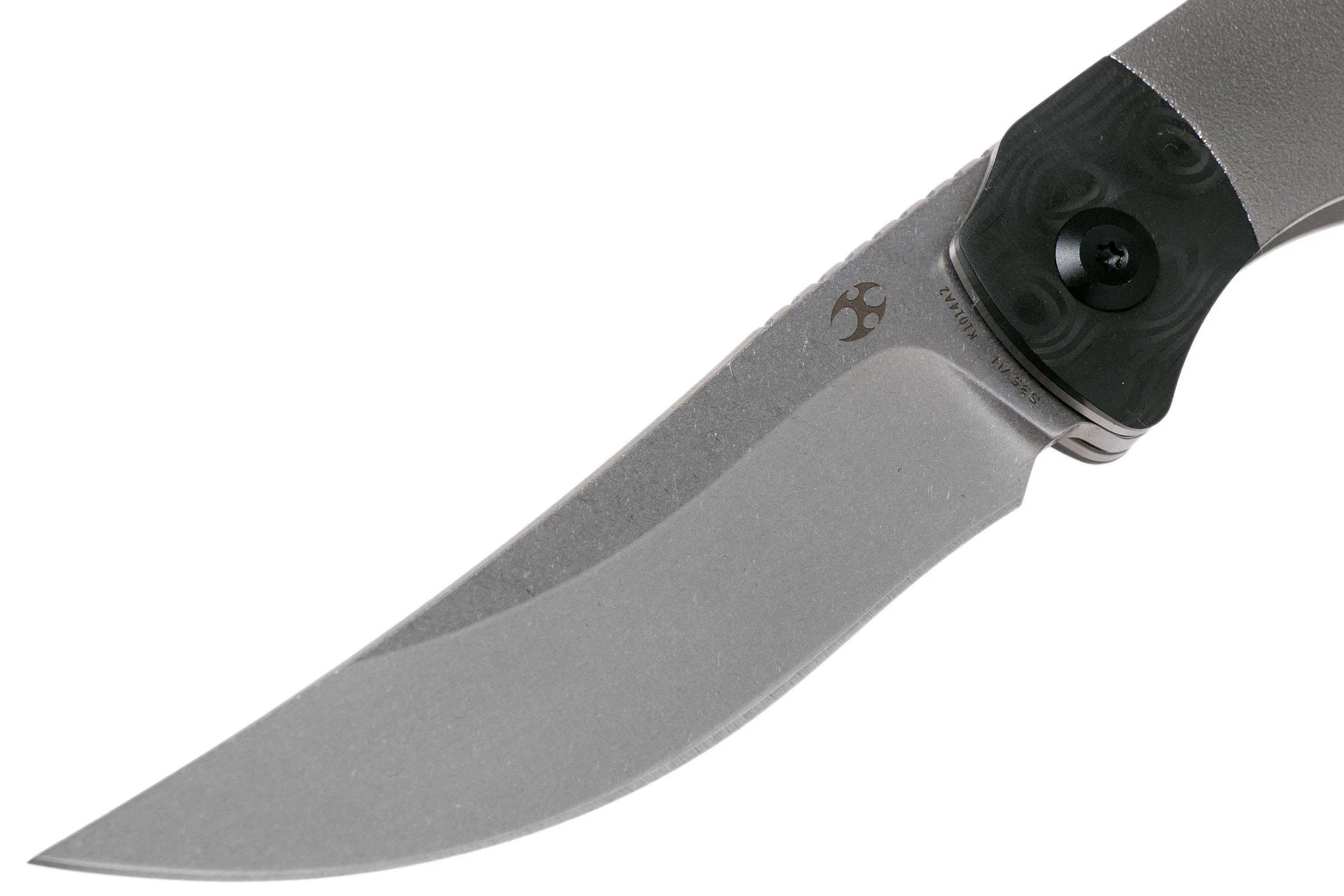 Kansept Muijr K1014A2 Orange Peel Titanium, Carbon Fibre navaja, Dirk Pinkerton design