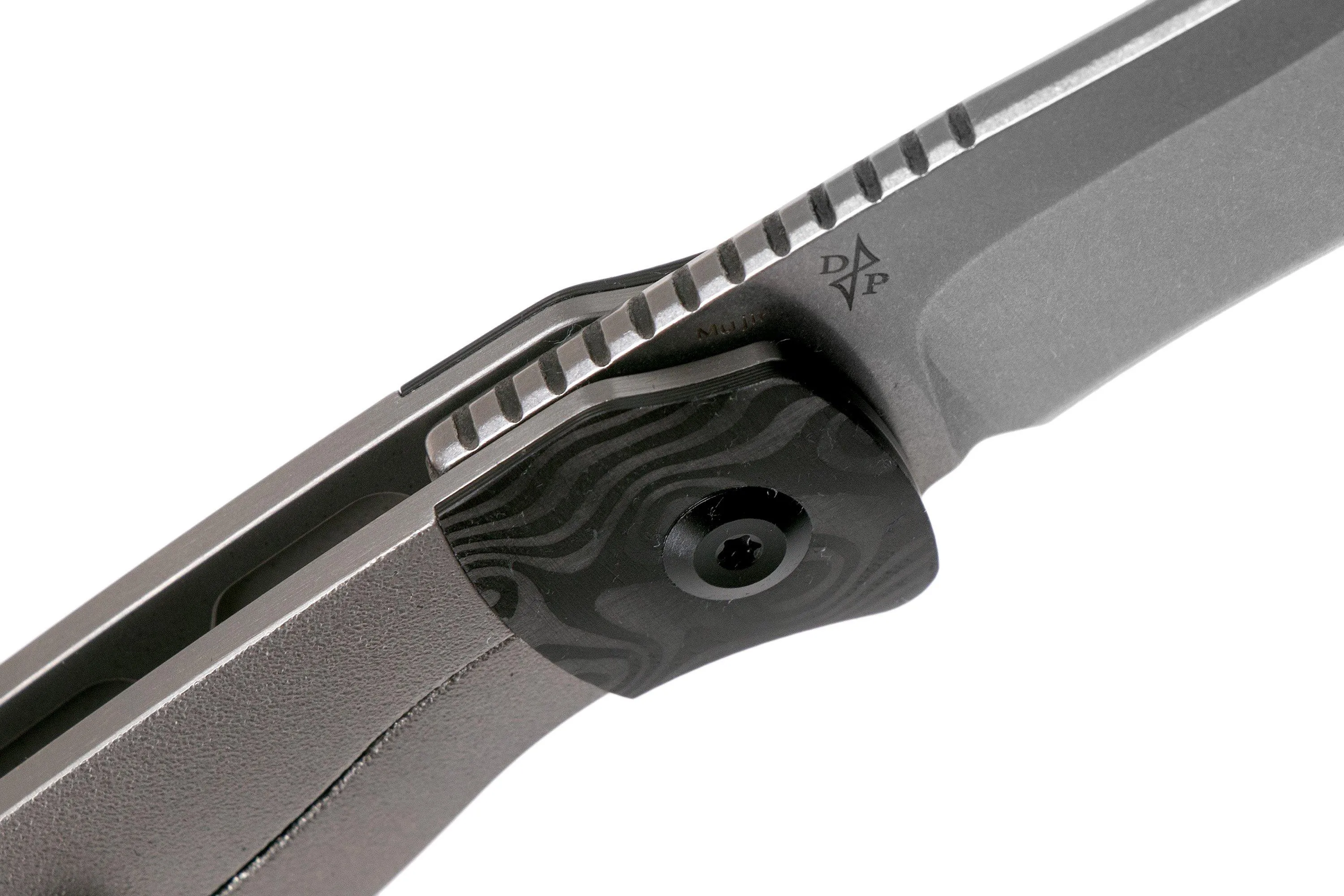 Kansept Muijr K1014A2 Orange Peel Titanium, Carbon Fibre navaja, Dirk Pinkerton design