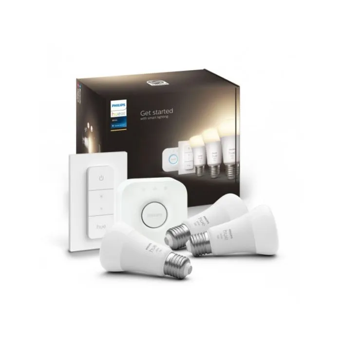 Kit bombilla LED inteligente + control remoto Philips Hue White Starter E27 9.5W