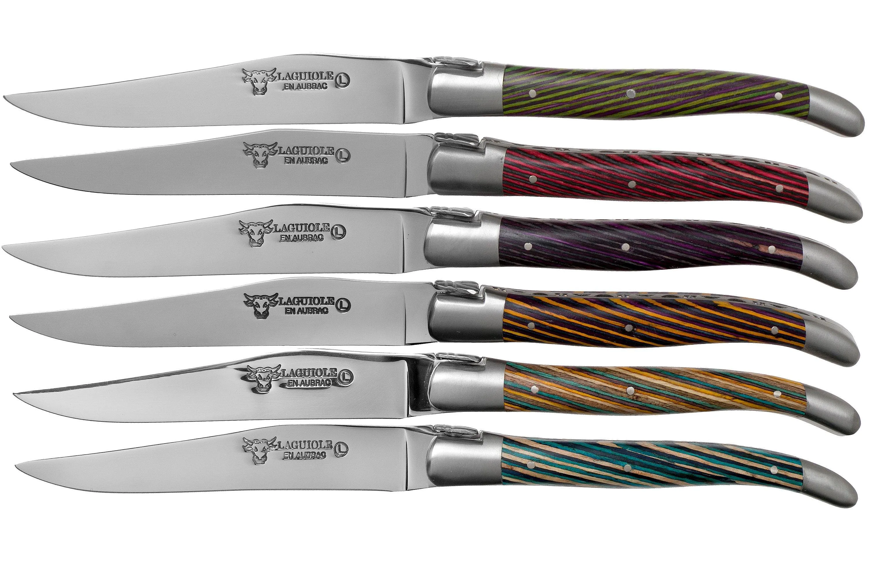 Laguiole en Aubrac Samba 62C99SADIH Juego de 6 cuchillos para carne en madera de samba de color