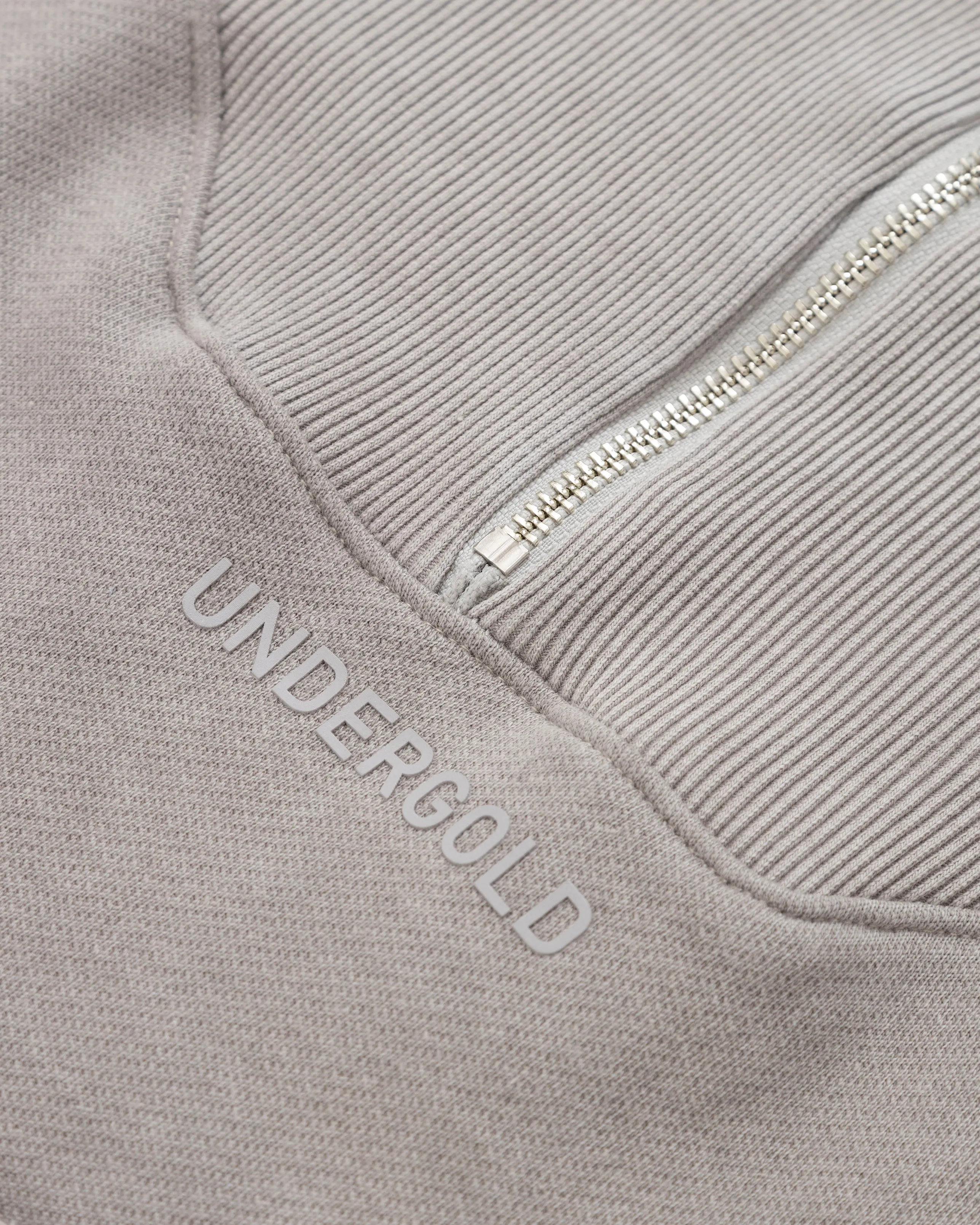 Line Logo Cropped Zip up Crewneck Washed Gray