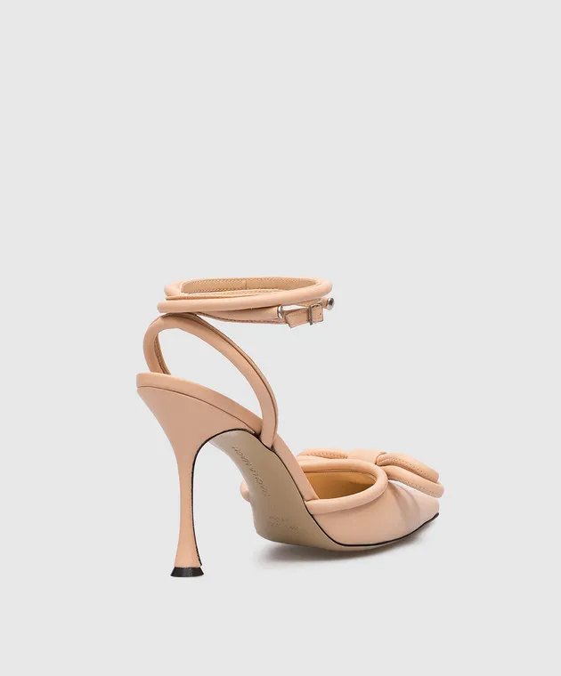 Mach&Mach Double Bow beige leather slingbacks with a bow