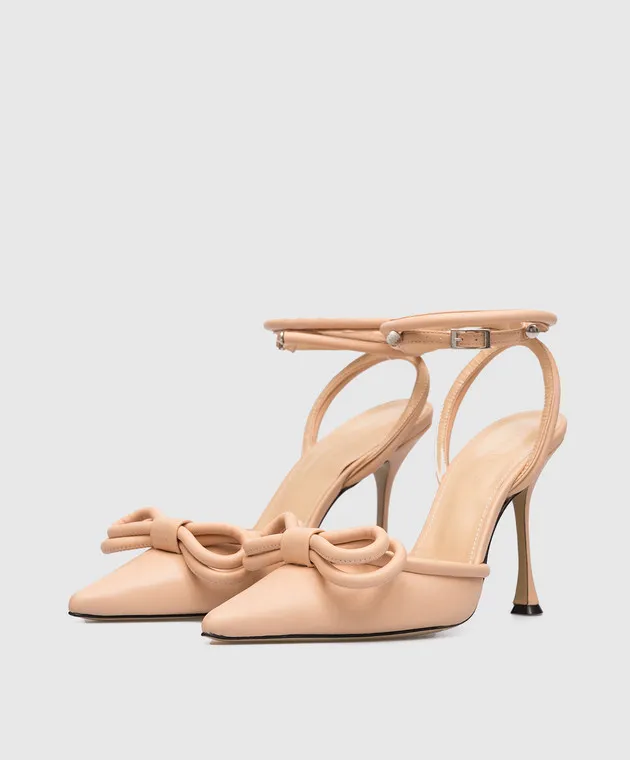 Mach&Mach Double Bow beige leather slingbacks with a bow