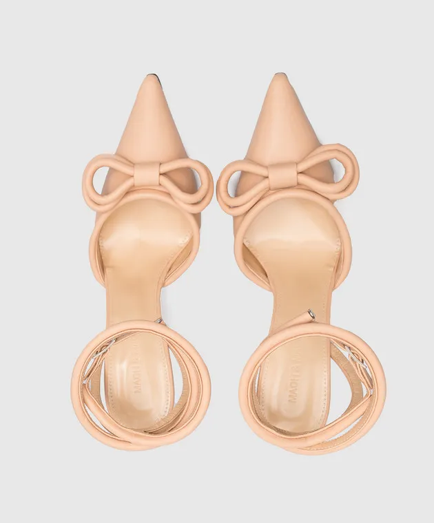 Mach&Mach Double Bow beige leather slingbacks with a bow