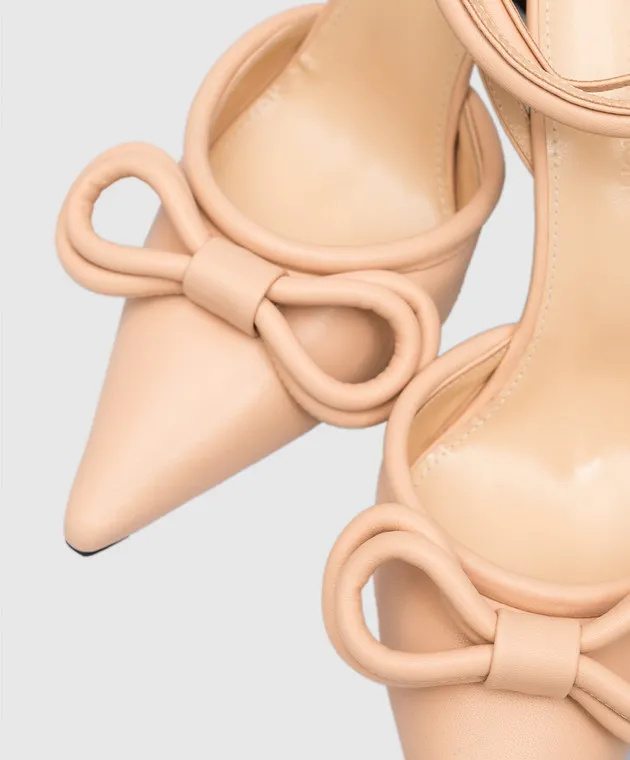 Mach&Mach Double Bow beige leather slingbacks with a bow