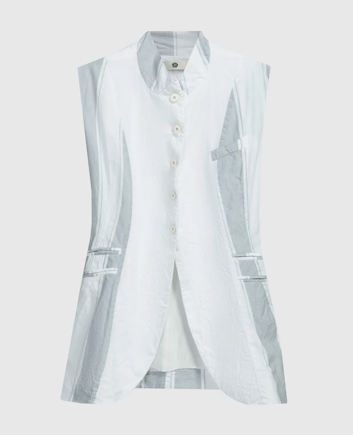 Marc Le Bihan White striped vest with a reaper effect