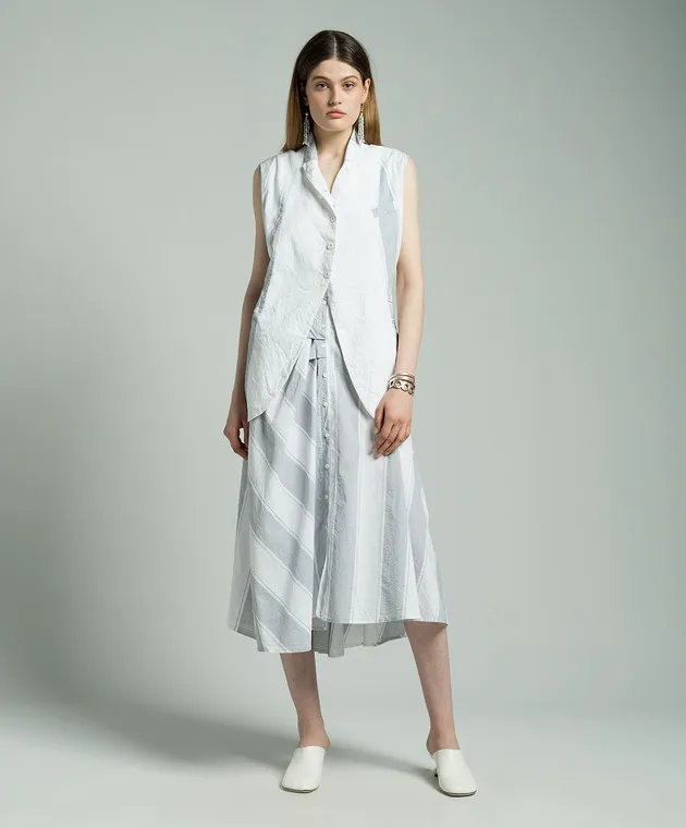 Marc Le Bihan White striped vest with a reaper effect