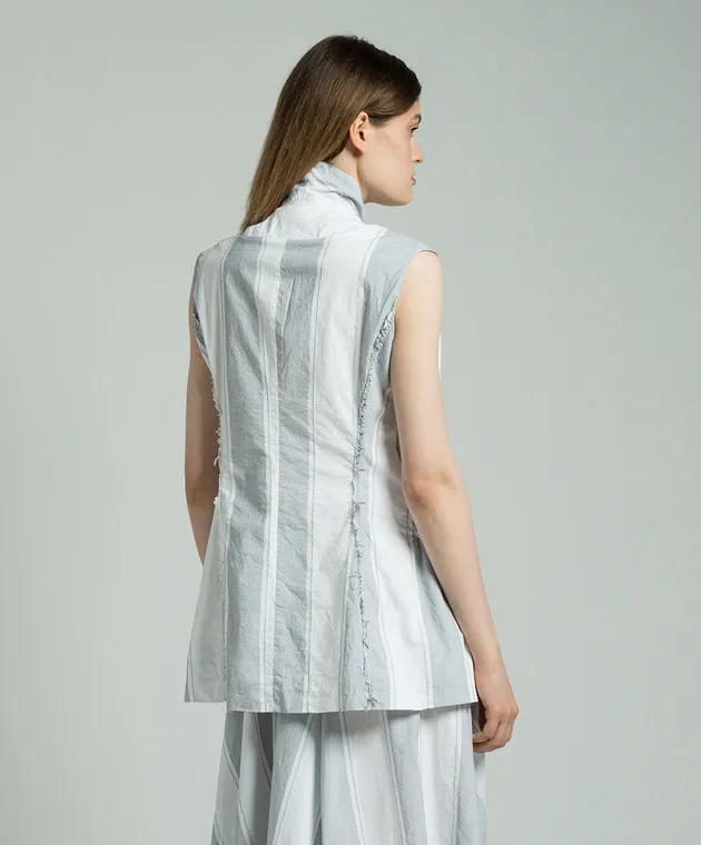 Marc Le Bihan White striped vest with a reaper effect