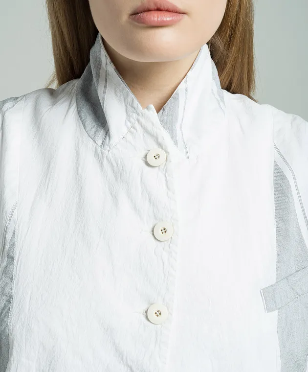 Marc Le Bihan White striped vest with a reaper effect