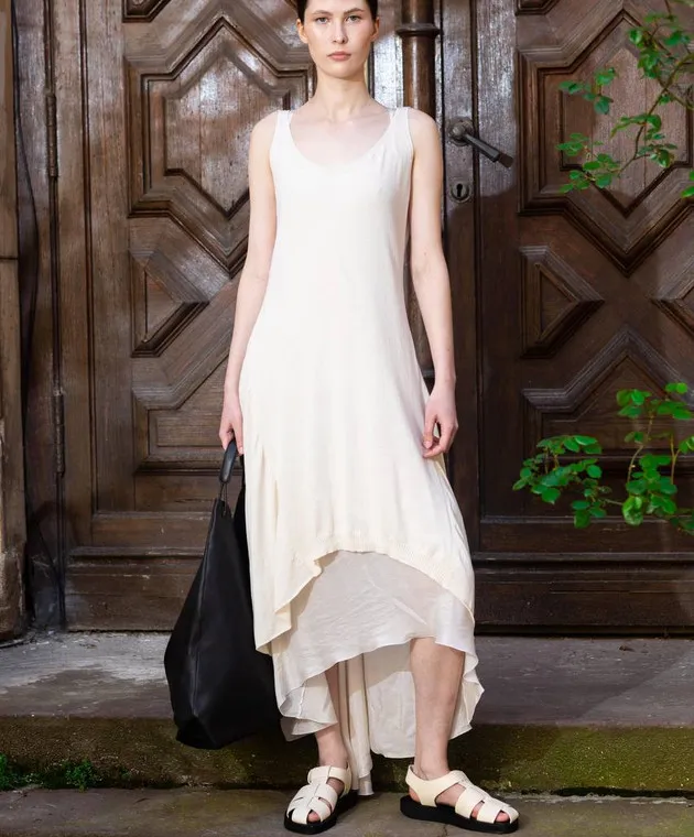 Masnada Beige dress with double construction