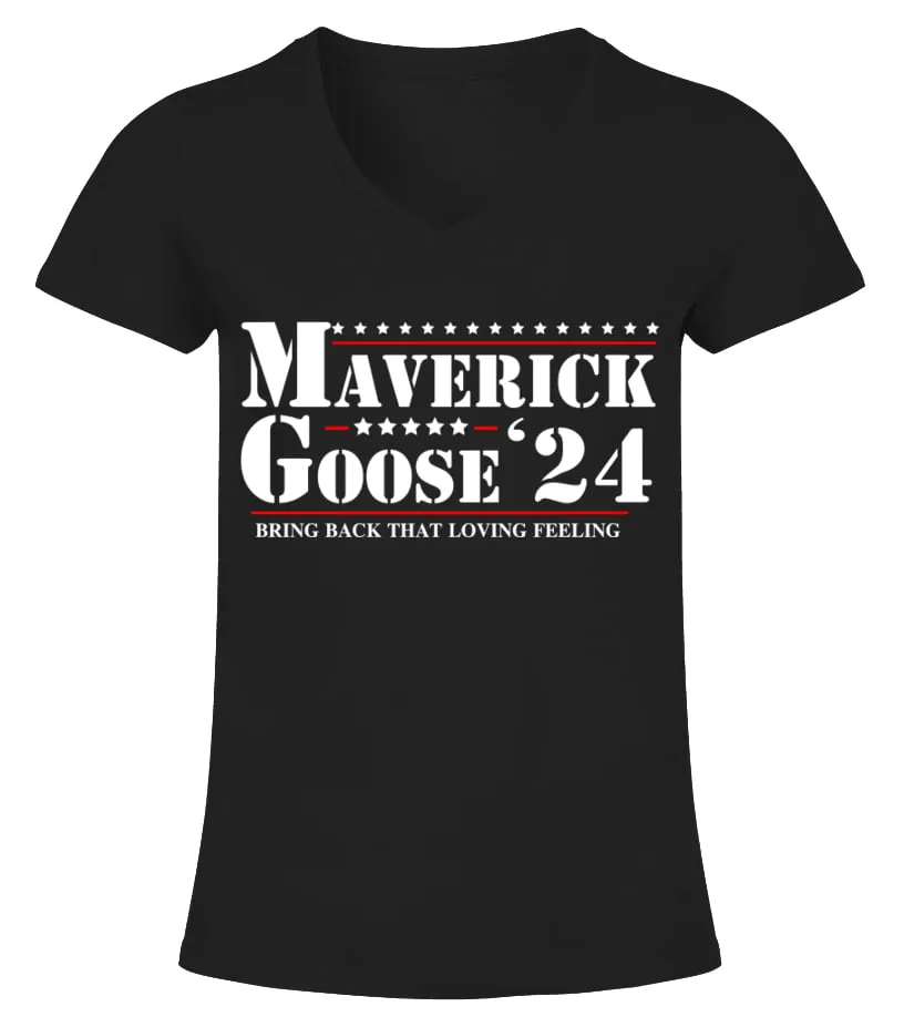 MAVERICK GOOSE 2024  TOP GUN CAMISETA CUELLO PICO MUJER