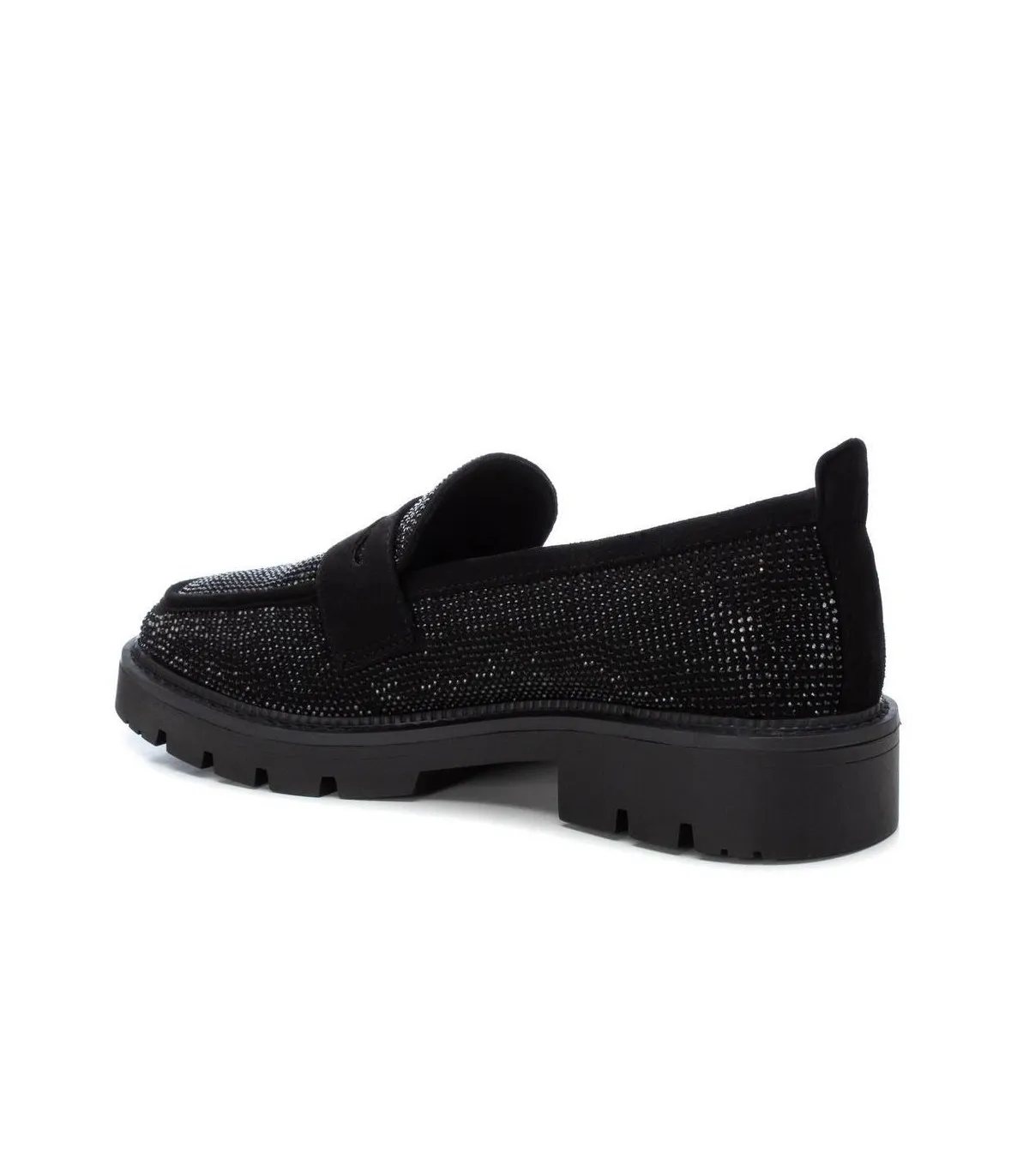 Mocasín con brillos en negro de mujer