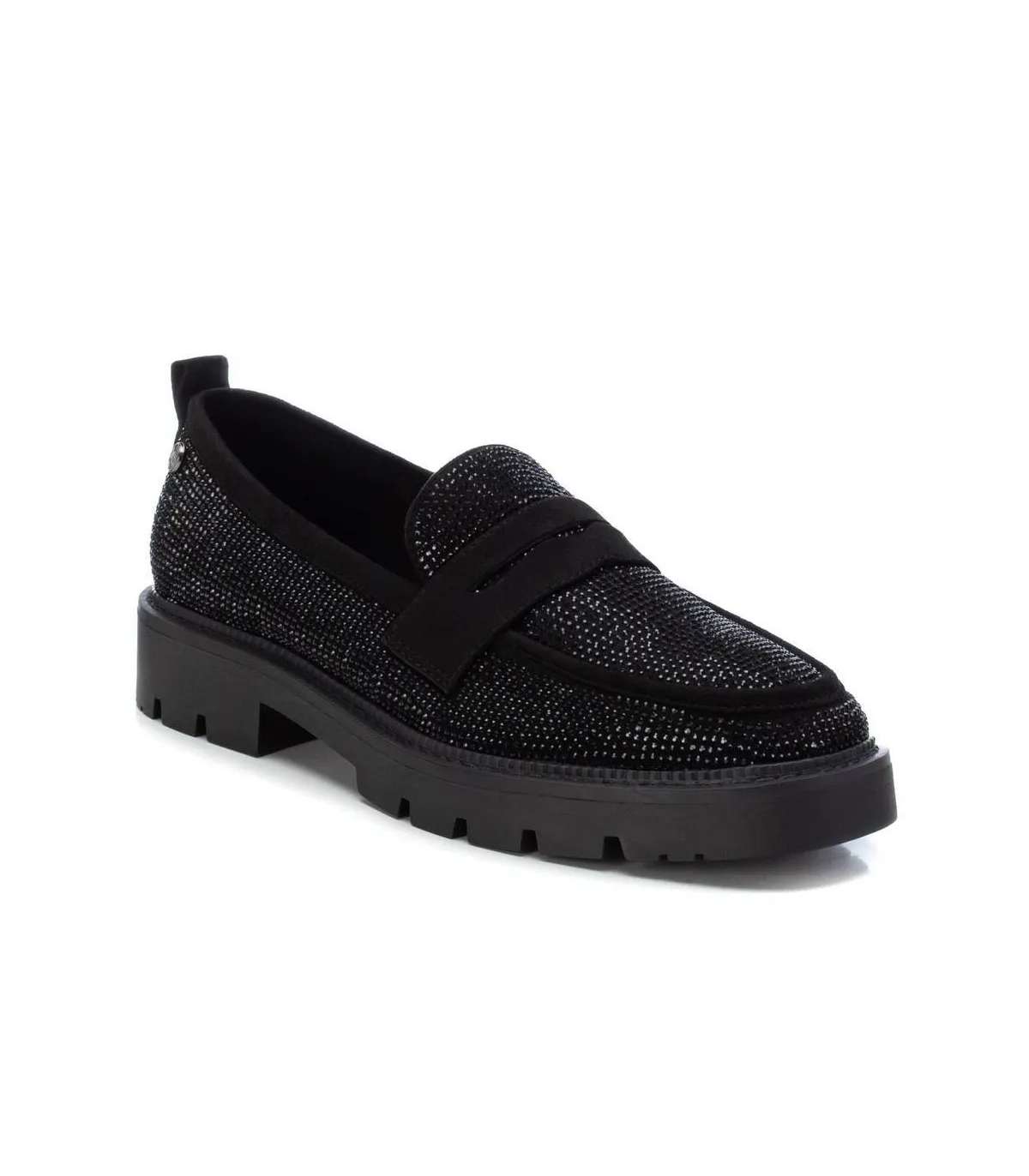 Mocasín con brillos en negro de mujer