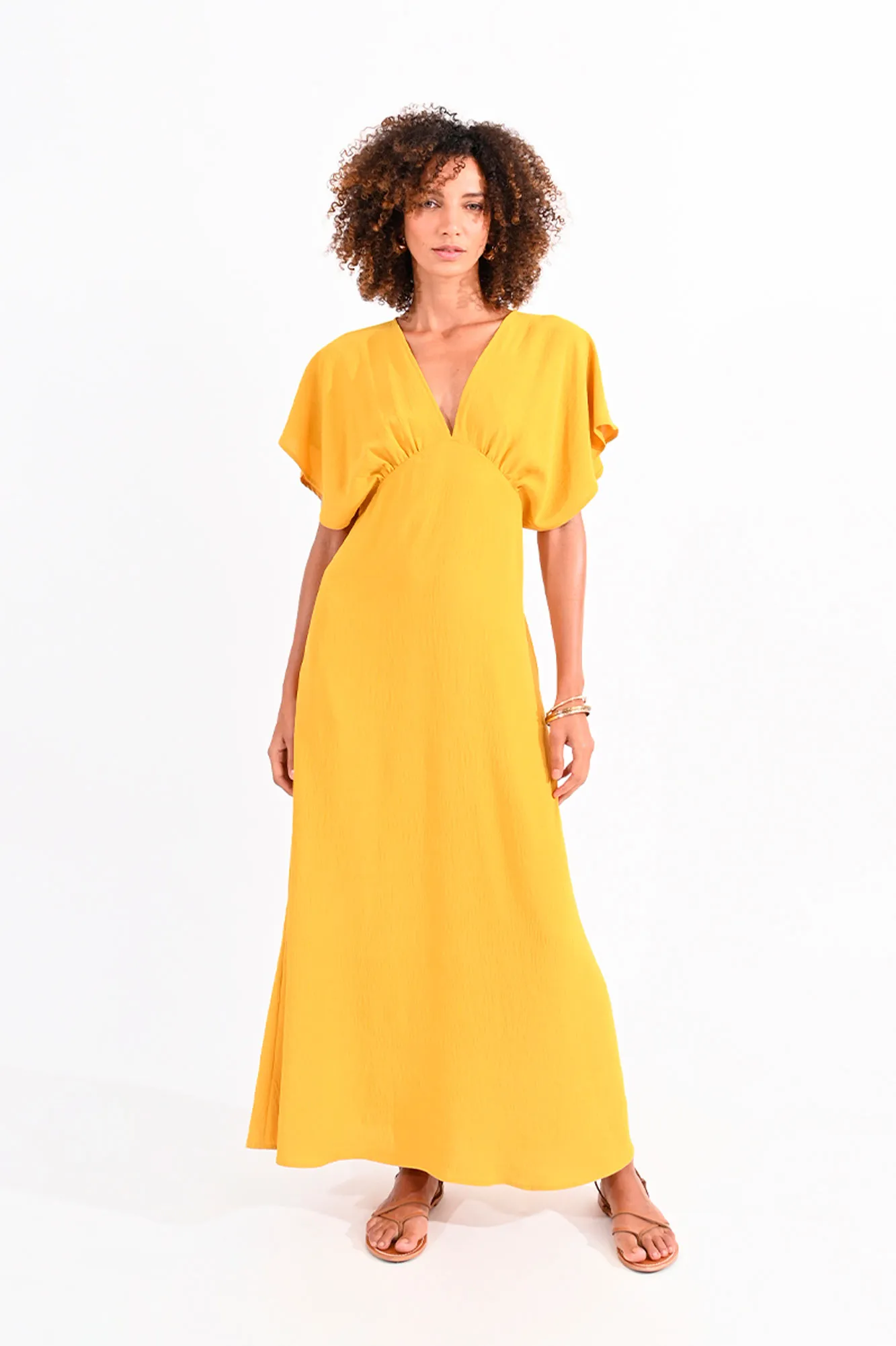 Molly Bracken Vestido largo de manga corta mariposa