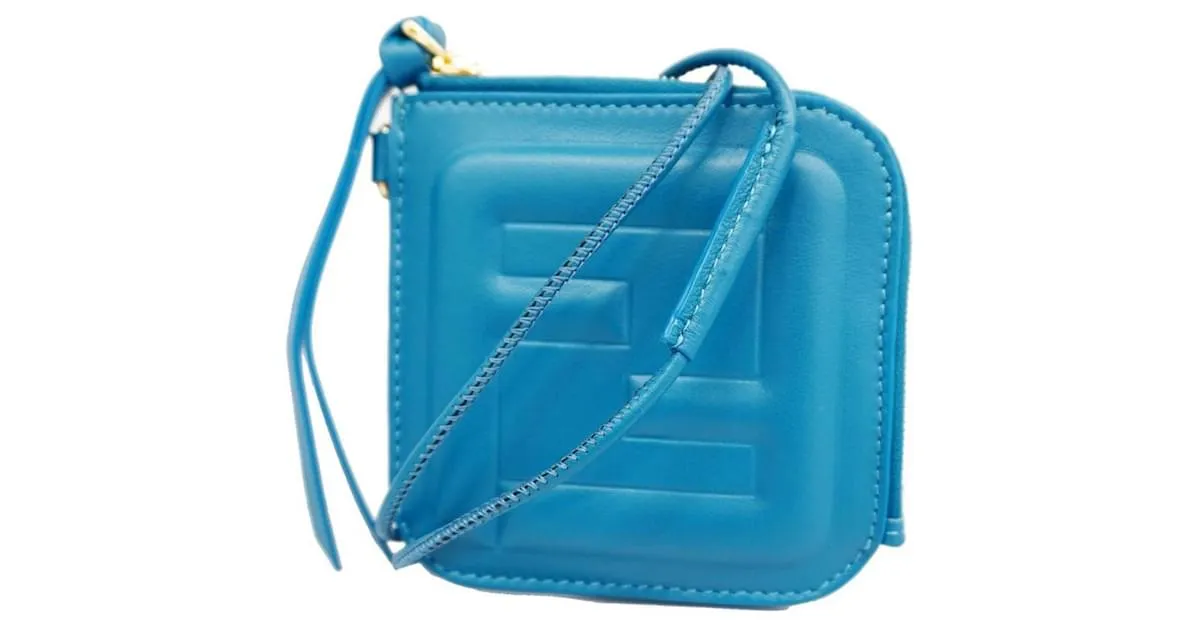 Monedero de cuero azul Fendi 