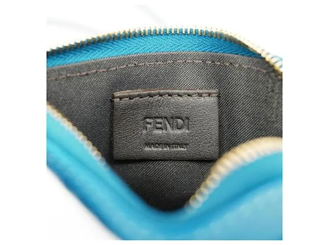 Monedero de cuero azul Fendi 