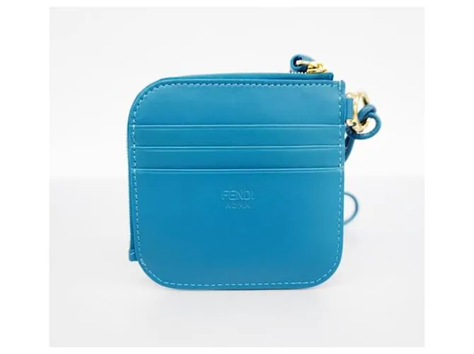 Monedero de cuero azul Fendi 