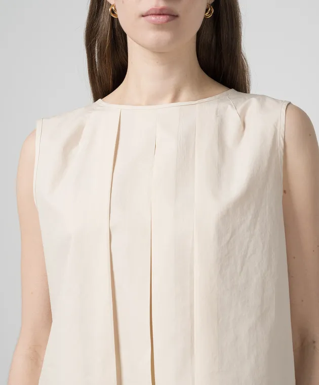 MooRER ERVISA beige blouse with linen