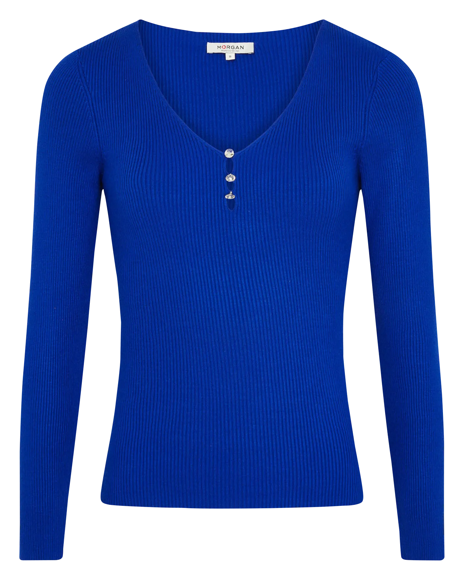 MORGAN MVIE  CAMISETA DE CANALé CON CUELLO DE PICO EN AZUL