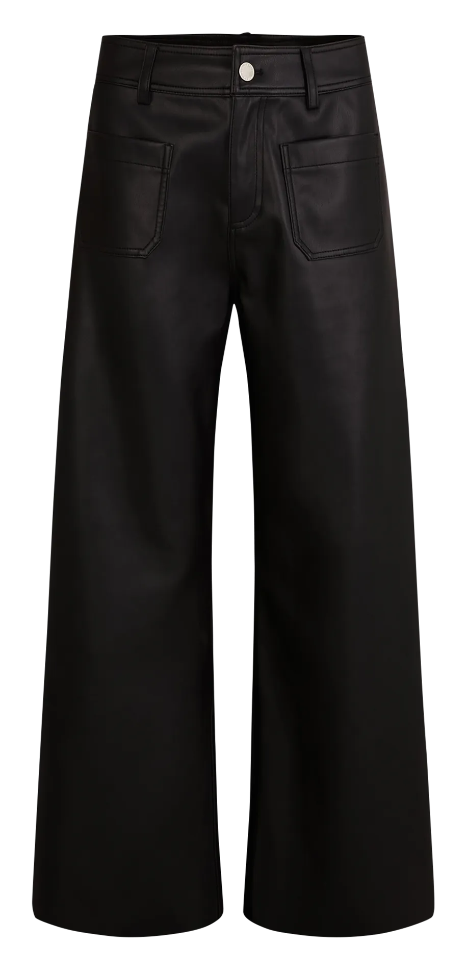 MORGAN PCHOU  PANTALóN ANCHO ASPECTO PIEL EN NEGRO