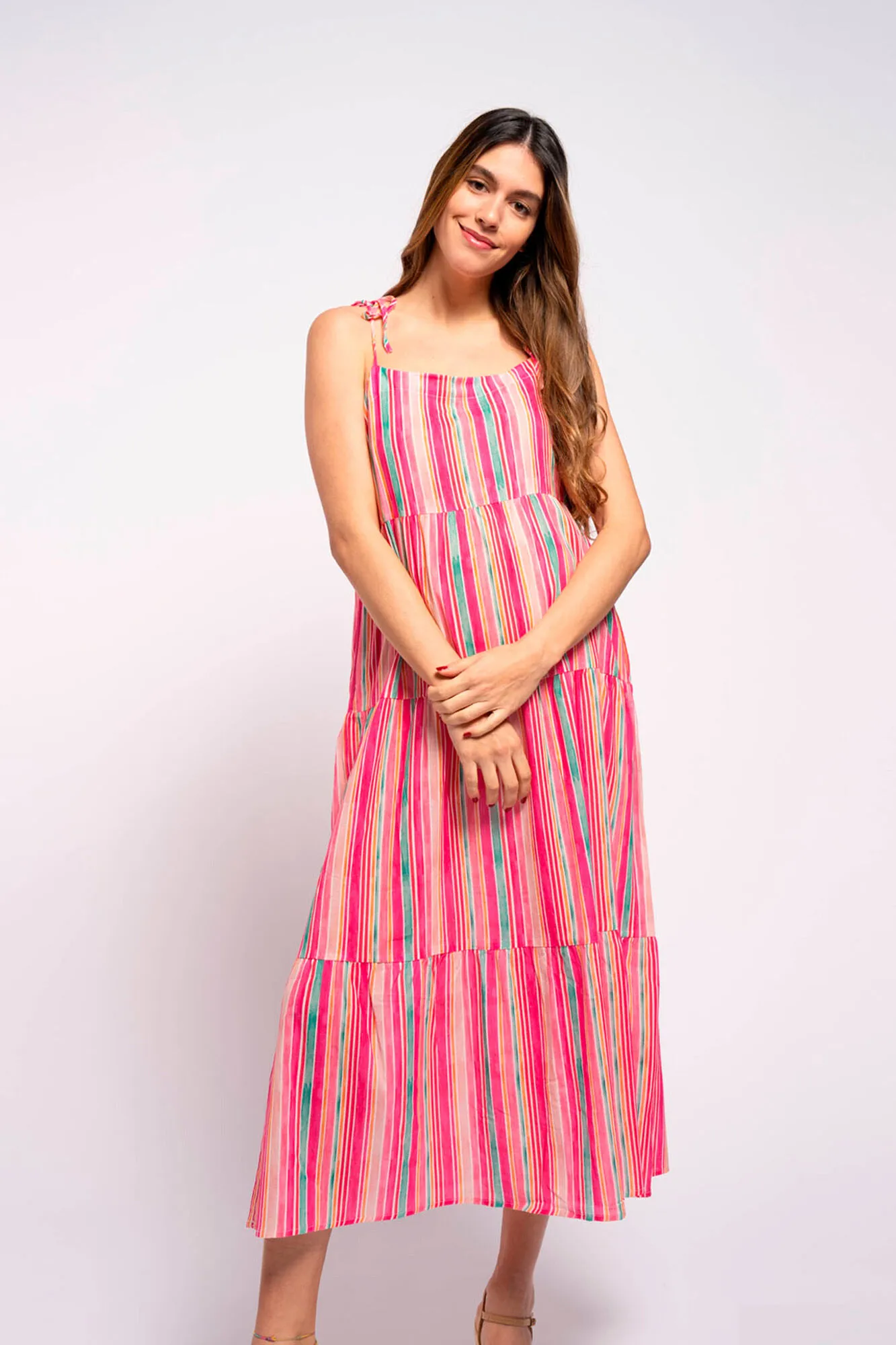 Ohma! Vestido largo premamá de rayas