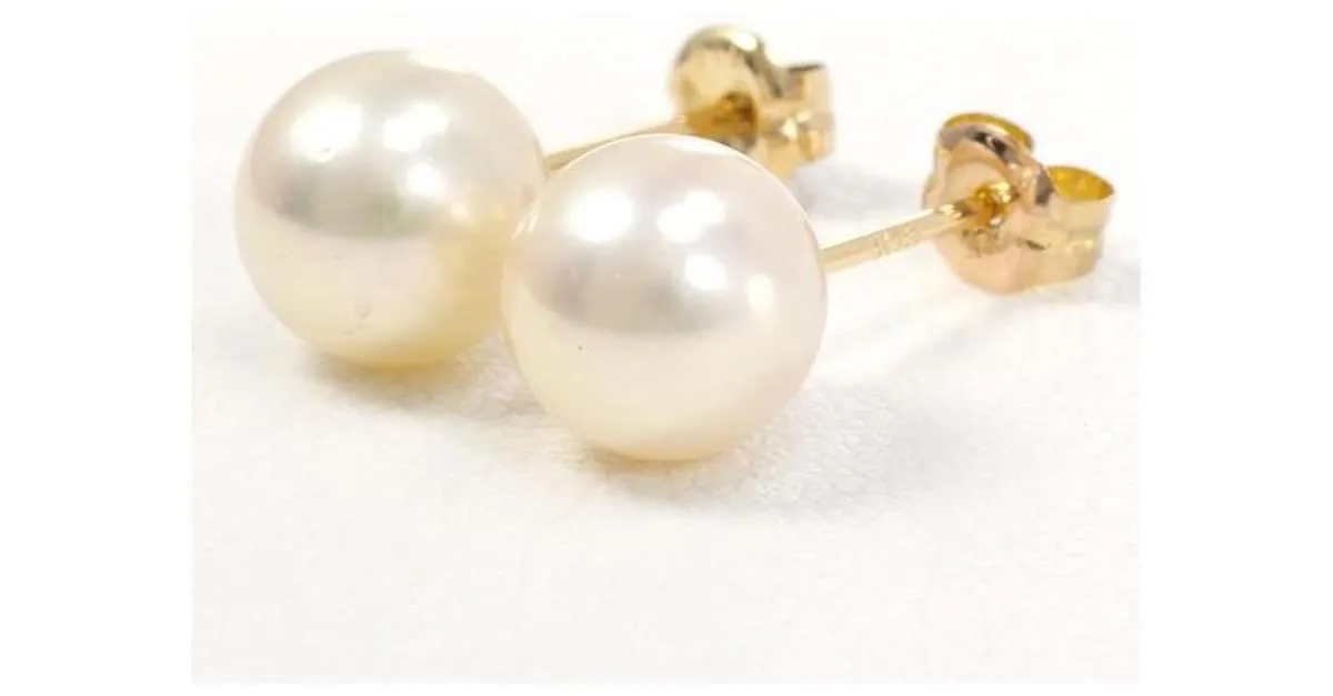 Otras joyas & Other Stories Pendientes de perlas de oro amarillo K18 en excelente estado Dorado 