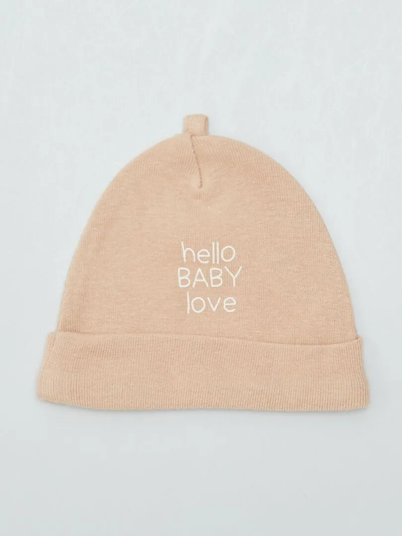 PACK DE 2 GORROS PARA RECIéN NACIDO  BEIGE