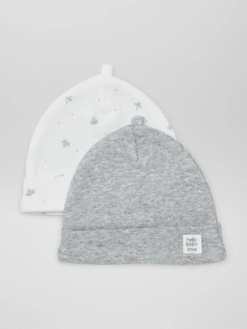 PACK DE 2 GORROS PARA RECIéN NACIDO  BLANCO