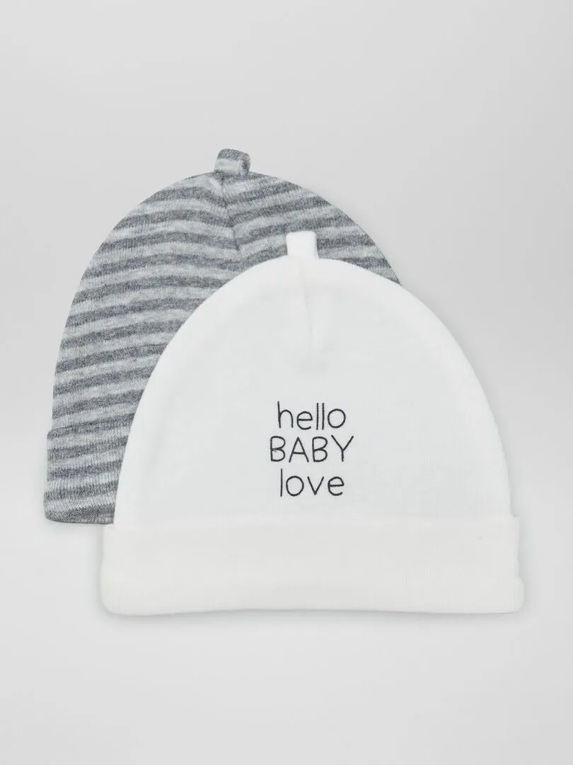 PACK DE 2 GORROS PARA RECIéN NACIDO  GRIS