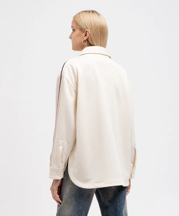 Palm Angels Beige shirt with logo embroidery