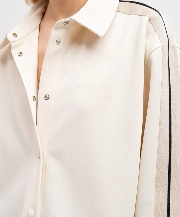 Palm Angels Beige shirt with logo embroidery