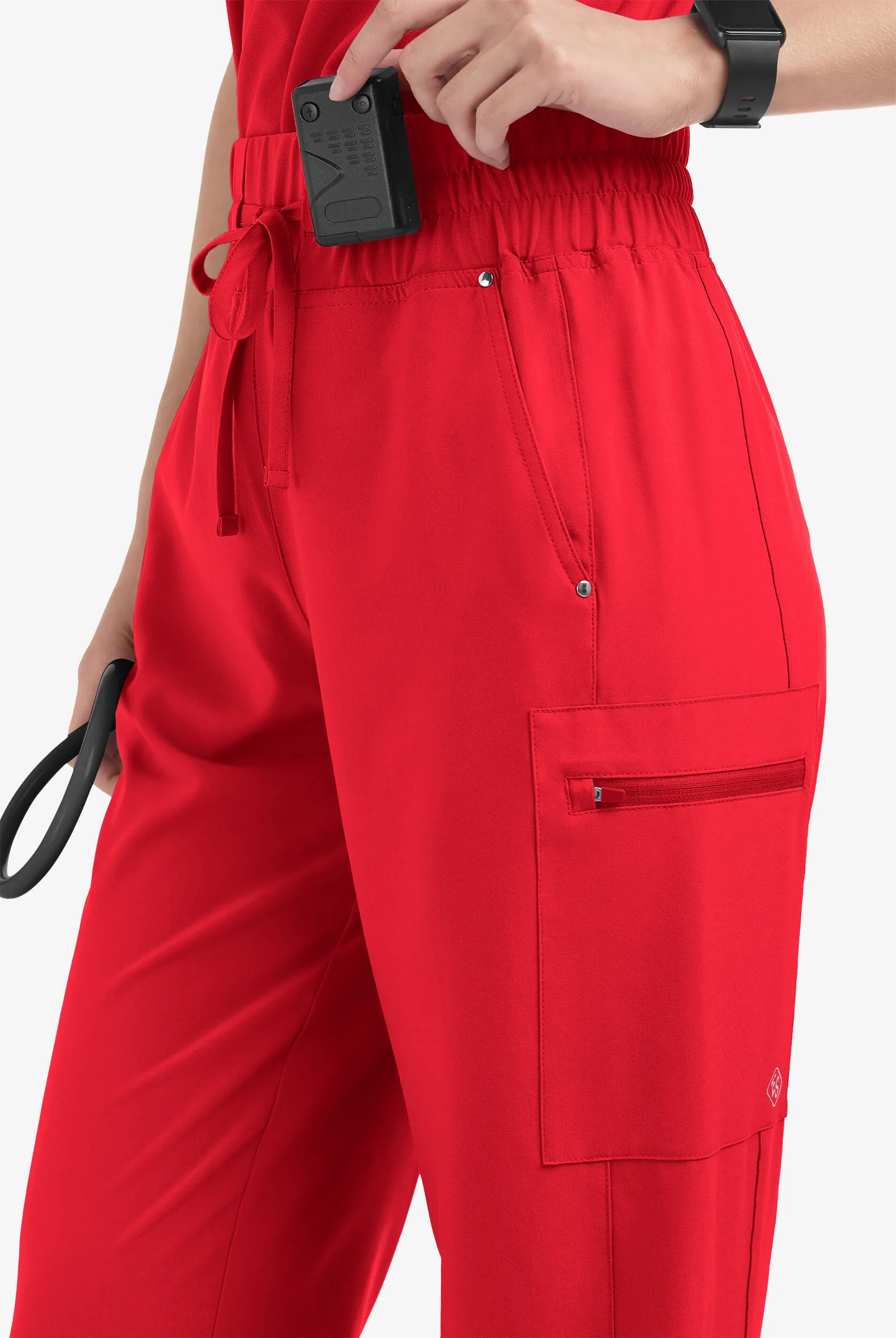 Pantalón médico Easy STRETCH Ellie de tiro alto con piernas anchas y 5 bolsillos para mujer