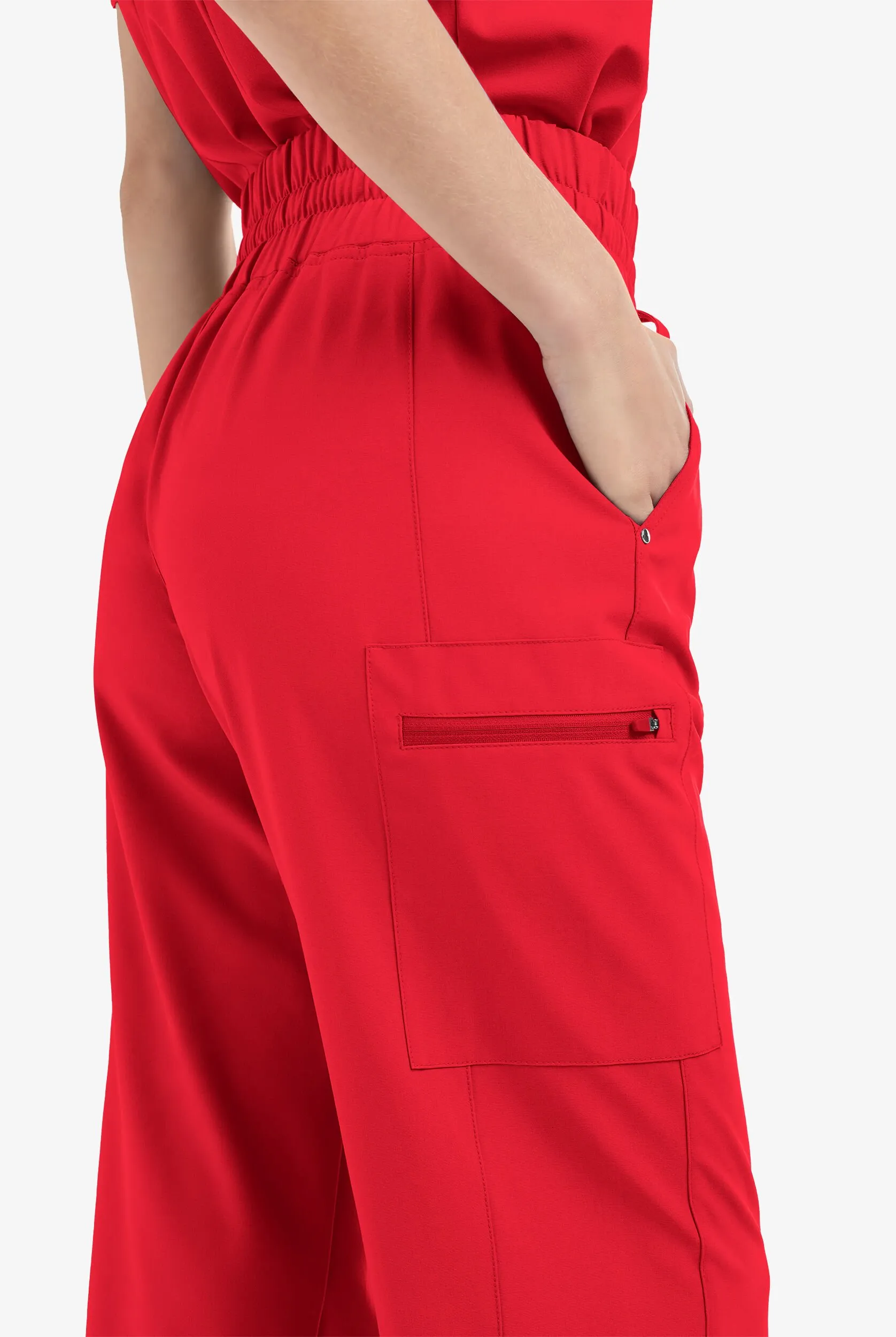 Pantalón médico Easy STRETCH Ellie de tiro alto con piernas anchas y 5 bolsillos para mujer
